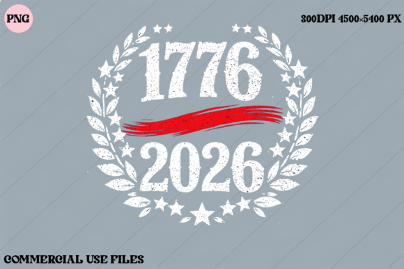 1776 2026 USA Patriotic Wreath Graphic for Your Projects