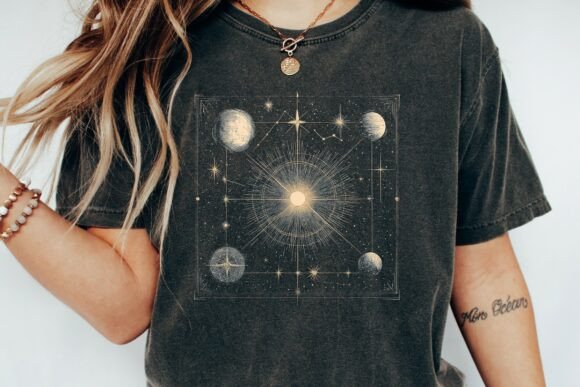 Celestial Sun and Planets Graphic: A Cosmic Design Asset