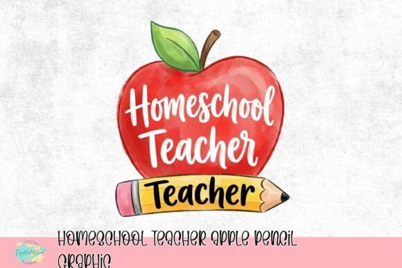 Charming Homeschool Teacher Apple Pencil Graphic for Educators