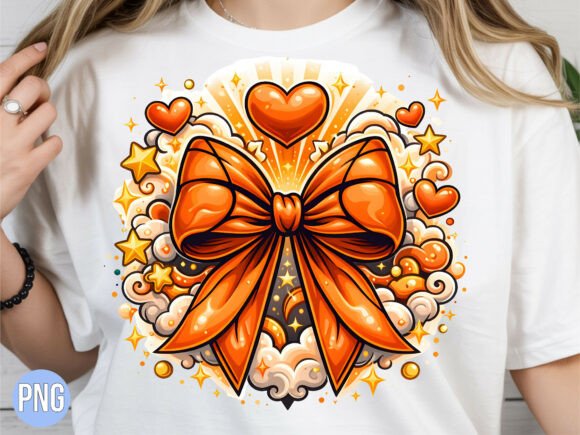 Coquette Orange Bow Heart Graphic: A Design Asset with Personality