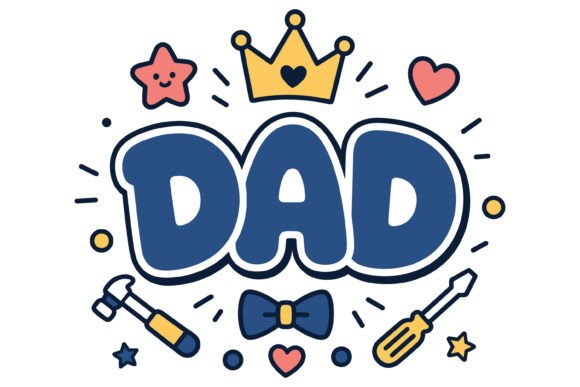 Dad Hand Drawn Doodle Graphic T-Shirt De: Authentic, Whimsical Design