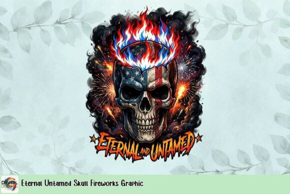 Eternal Untamed Skull Fireworks Graphic: A Bold Design Asset