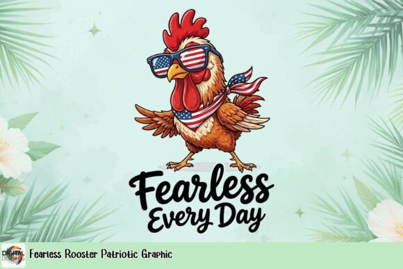 Fearless Rooster Patriotic Graphic: A Bold Design Statement