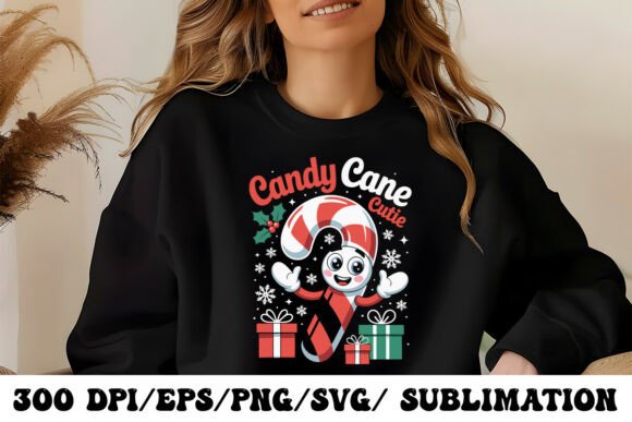 Festive Candy Cane Cutie Graphic: Your Holiday Design Hero