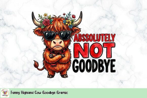 Funny Highland Cow Goodbye Graphic: Quirky Farewell Designs