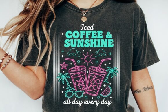 Iced Coffee Sunshine Summer Graphic Tee: A Design Asset for Bright Ideas