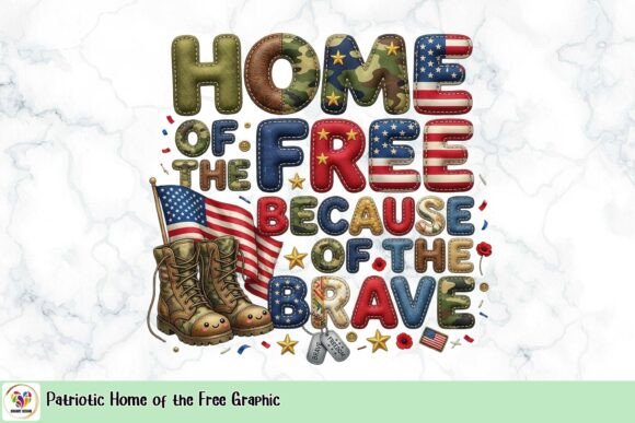 Patriotic Home of the Free: Bold Graphic for American Pride
