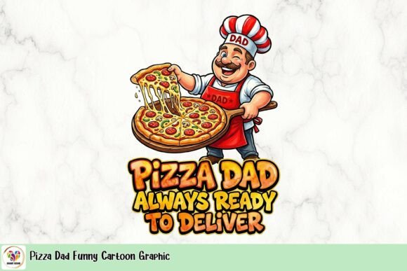 Pizza Dad Funny Cartoon Graphic: A Slice of Design Fun