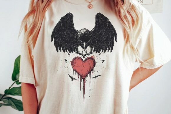 Raven Heart Drip: A Graphic Design PNG for Bold Creators