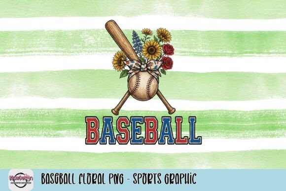 Score Big with This Charming Baseball Floral PNG