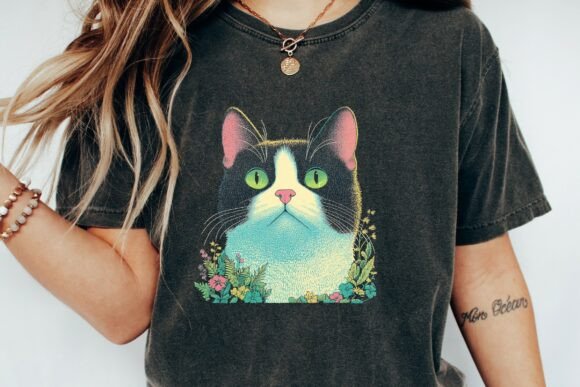 Tuxedo Cat with Flowers Graphic Png: A Designer's Delight