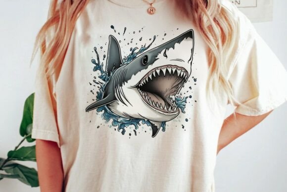 Unleash Dynamic Energy with the Shark Attack Water Splash Graphic