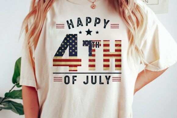 Vintage USA Flag 4th of July Graphic PNG for Patriotic Projects